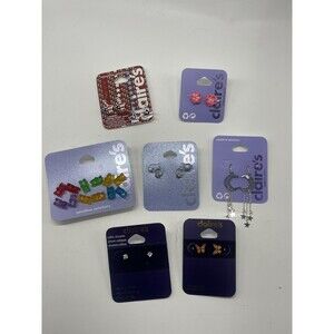 Claire’s 7 Piece Earring Lot With 1-Sterling Silver & 1-18k Gold Plated All New
